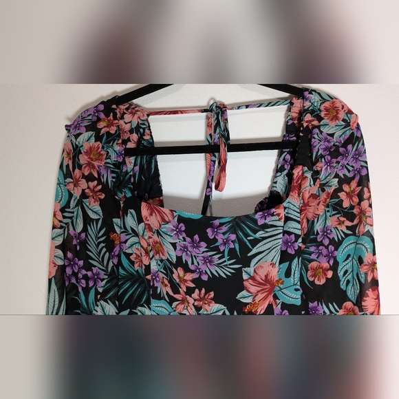 Lost + Wander Womens Black Tropical Floral Fit & Flare Dress Size M Like New! - Picture 5 of 12